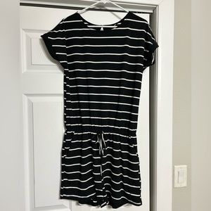 Black and white striped romper